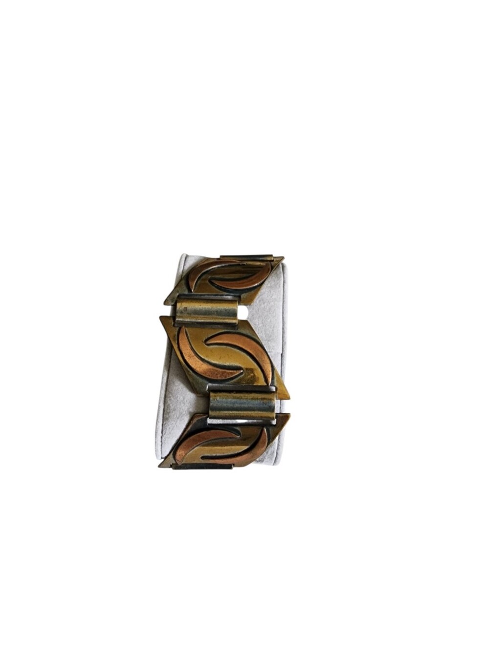 Vintage Mid Century Modern Copper and Brass Geometric Bracelet Retro Statement